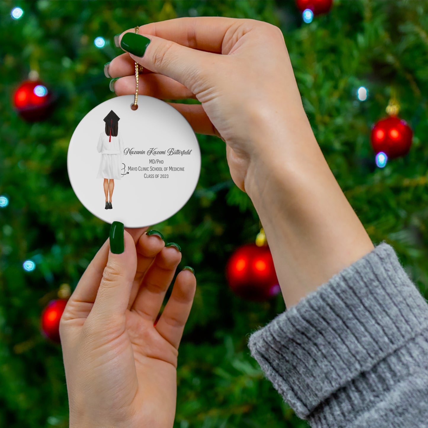 Medical School Graduation Gift Ornament! Wonderful Customized hair and text, customize for PT, MD, RD, Etc....