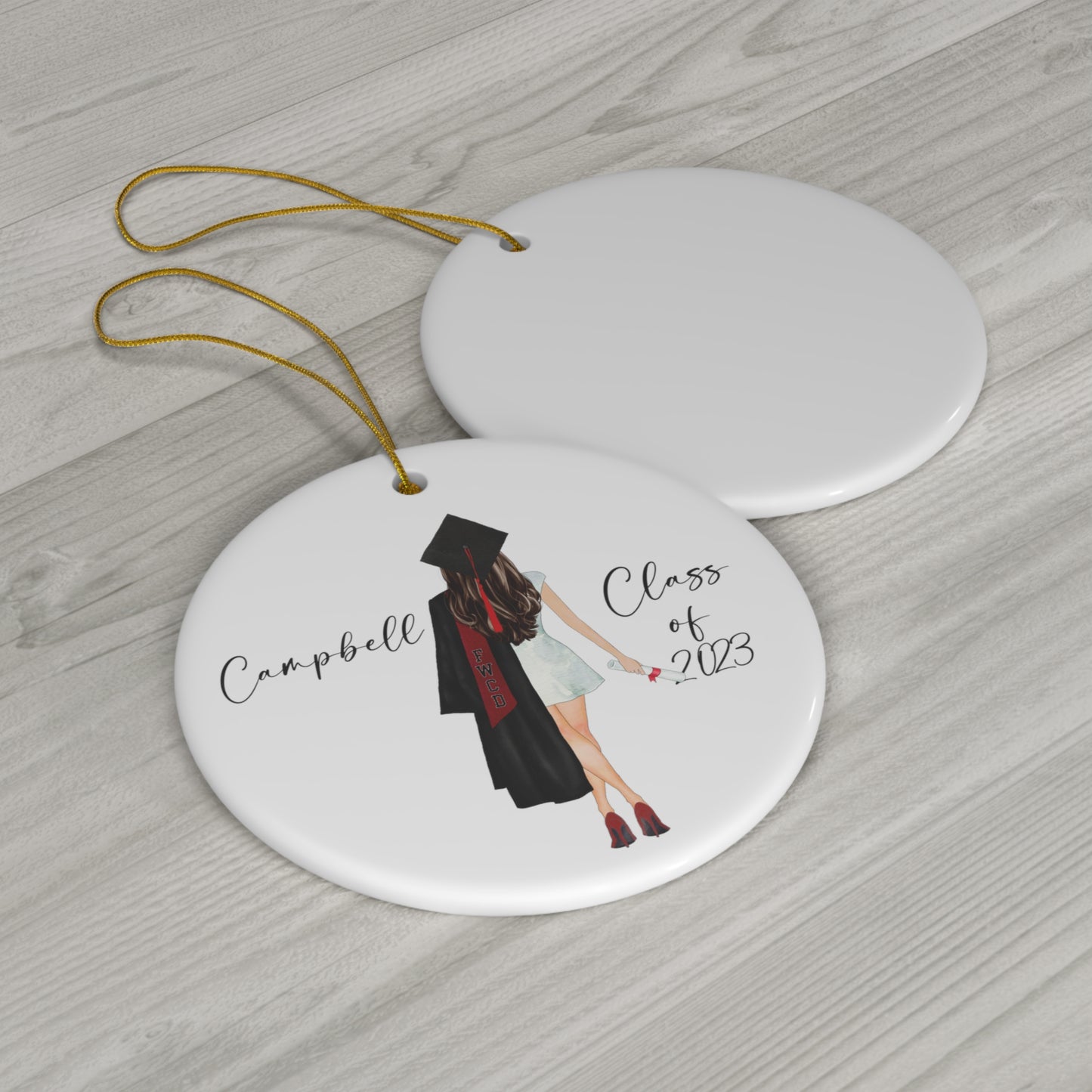 Customized Girl College or High School Graduate Ornament 2023 Can Change Hair Color and text! Perfect Keepsake Ornament Christmas!