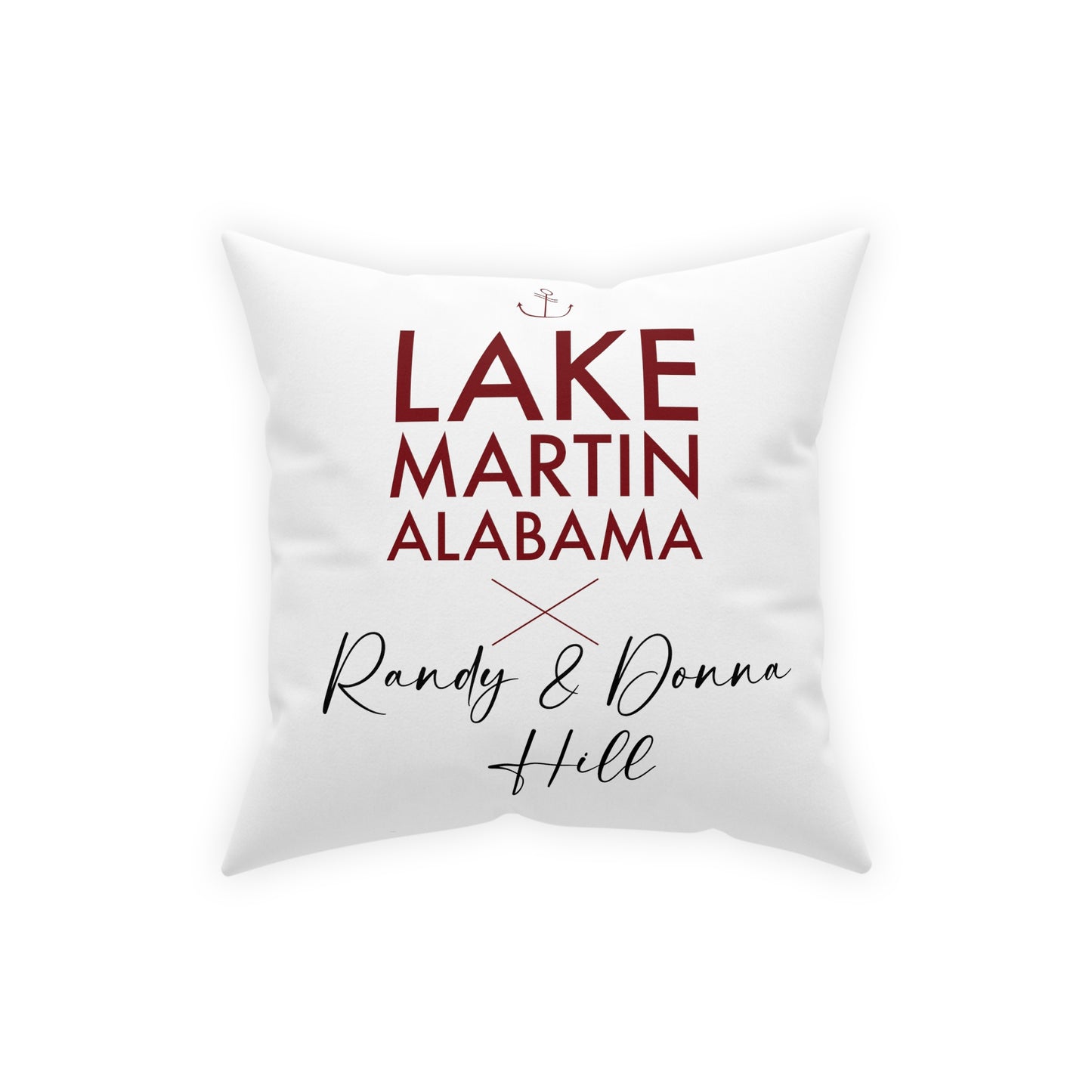 Lake Martin Alabama AL Broadcloth Throw Couch Pillow. Can customize name on pillow lakehouse owners! Lake Friends Christmas gift!