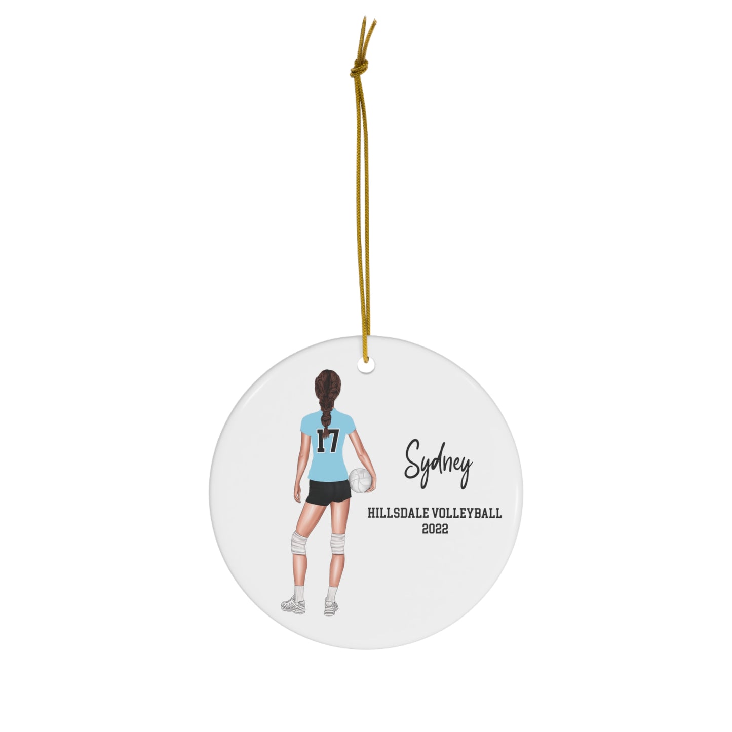 Volleyball Sports Girl 2023 2024 Christmas Ornament !Customized with Your team colors, choose hair and text!