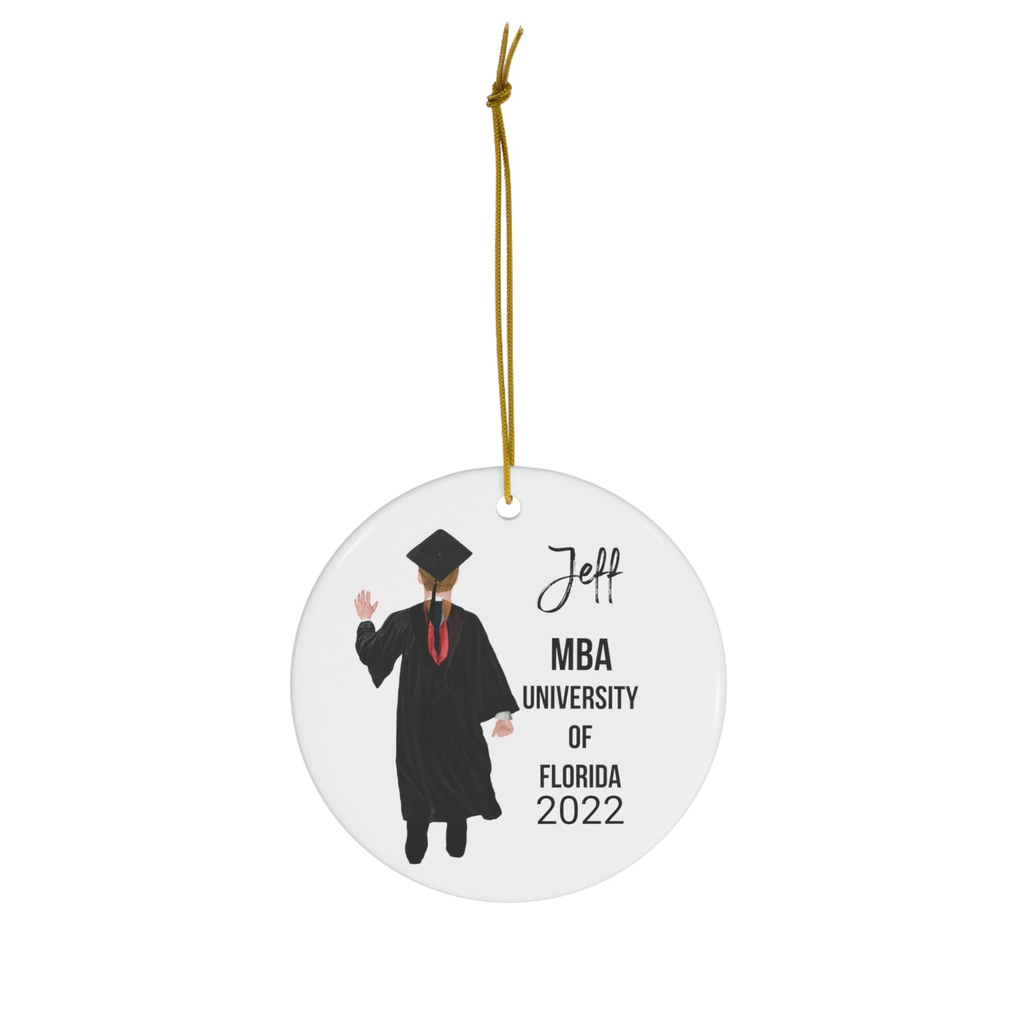 MBA Grad Masters Dr Graduation Ornament Personalized Gift! 2023 2024 Grad Perfect Christmas gift! Customize Hair and text!