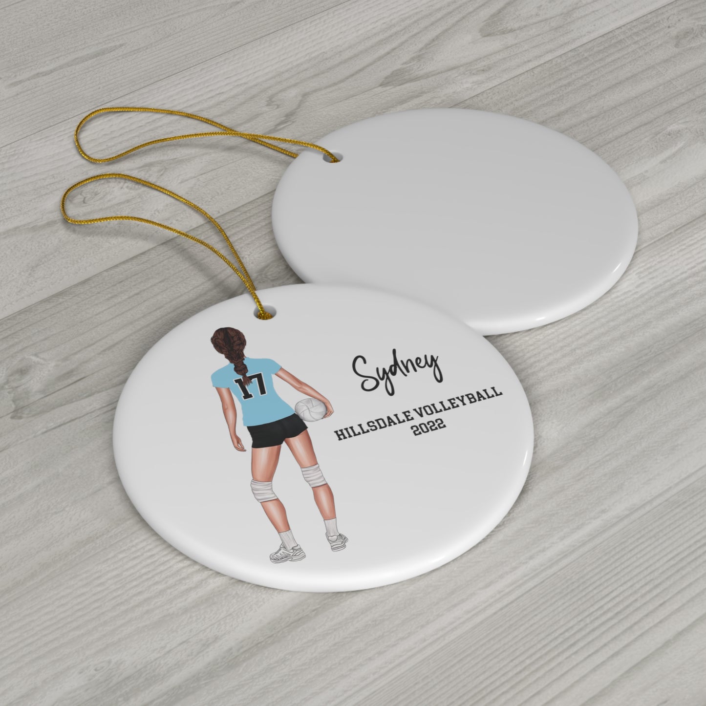 Volleyball Sports Girl 2023 2024 Christmas Ornament !Customized with Your team colors, choose hair and text!