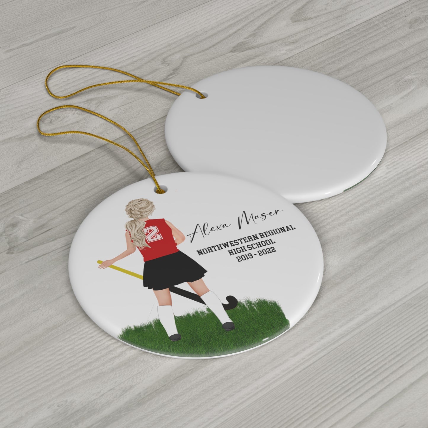 Field Hockey Girl ANY TEAM Christmas Ornament Gift for Christmas! University, college , High School or Middle School! Customized for you!