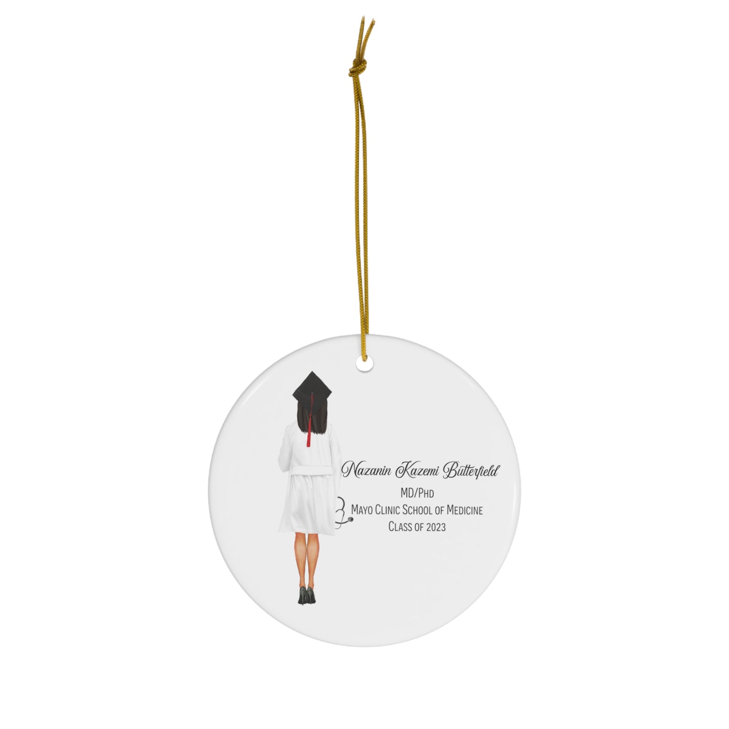 Medical School Graduation Gift Ornament! Wonderful Customized hair and text, customize for PT, MD, RD, Etc....
