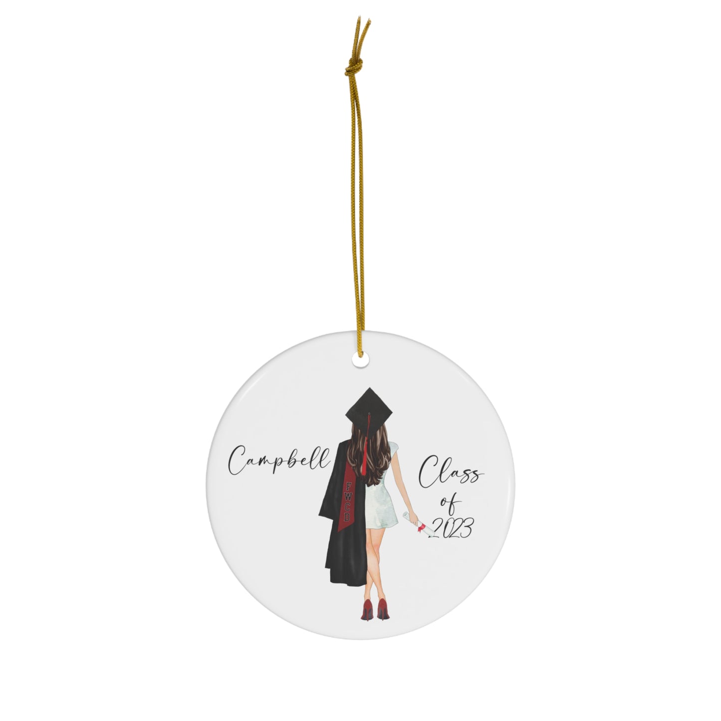 Customized Girl College or High School Graduate Ornament 2023 Can Change Hair Color and text! Perfect Keepsake Ornament Christmas!