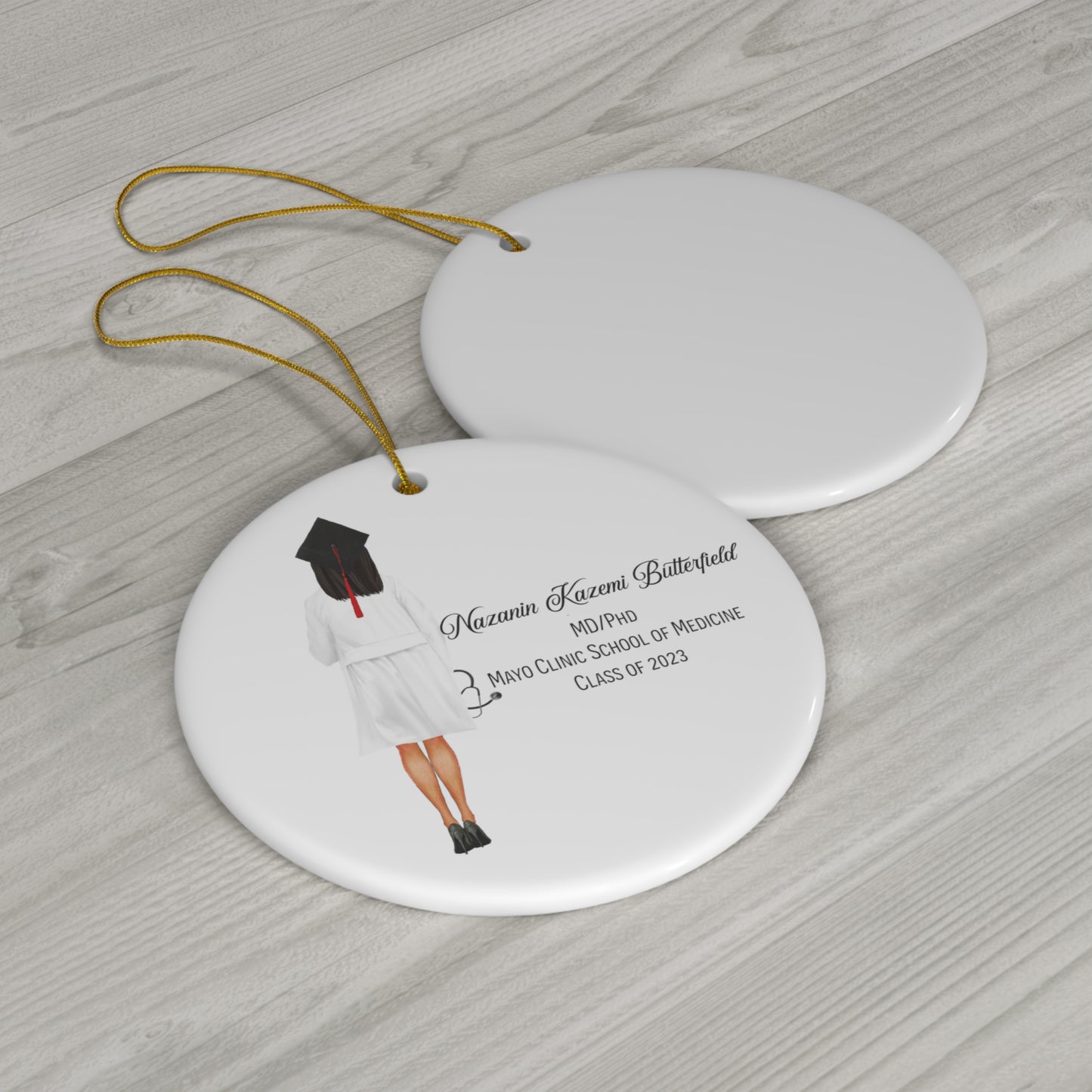 Medical School Graduation Gift Ornament! Wonderful Customized hair and text, customize for PT, MD, RD, Etc....