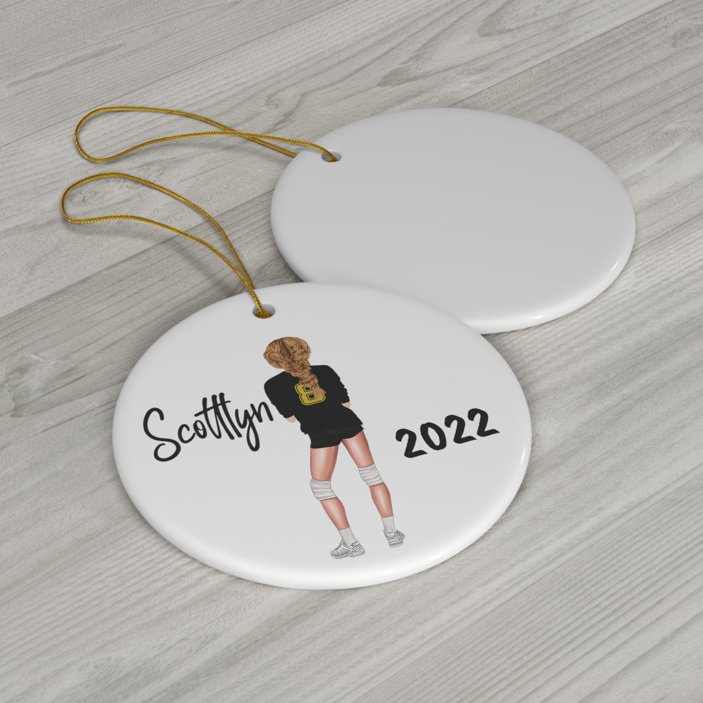 Girls Volleyball Sports Girl 2023 Christmas Ornament !Customized with YOUR colors, YOUR team, can do most colors, team, hair, numbers