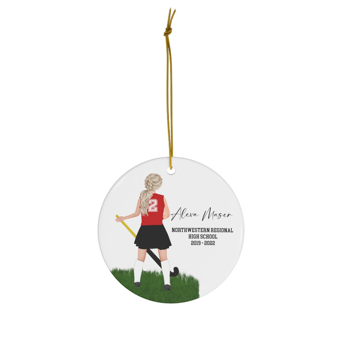 Field Hockey Girl ANY TEAM Christmas Ornament Gift for Christmas! University, college , High School or Middle School! Customized for you!