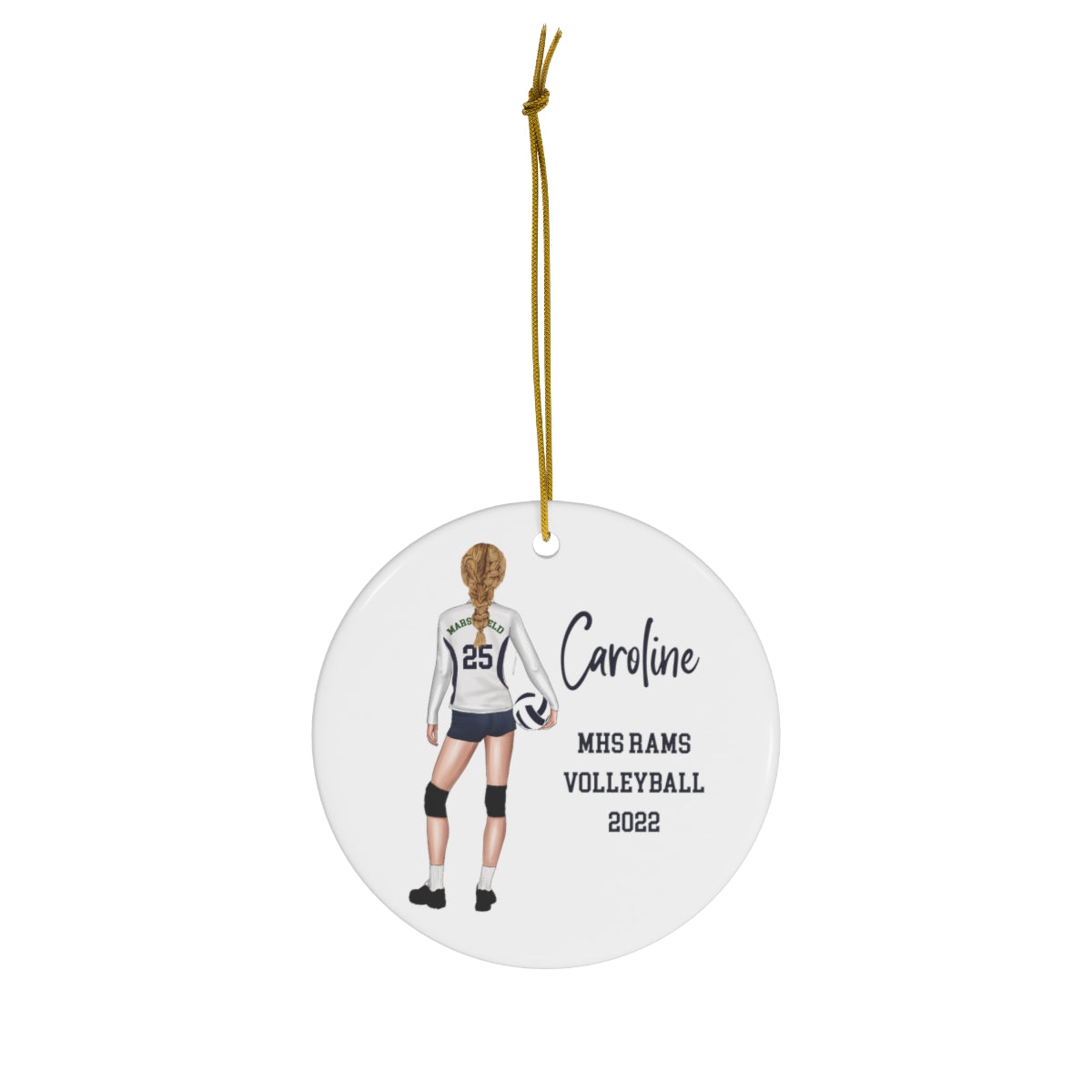 Volleyball Sports Girl 2023 2024 Christmas Ornament !Customized with Your team colors, choose hair and text!