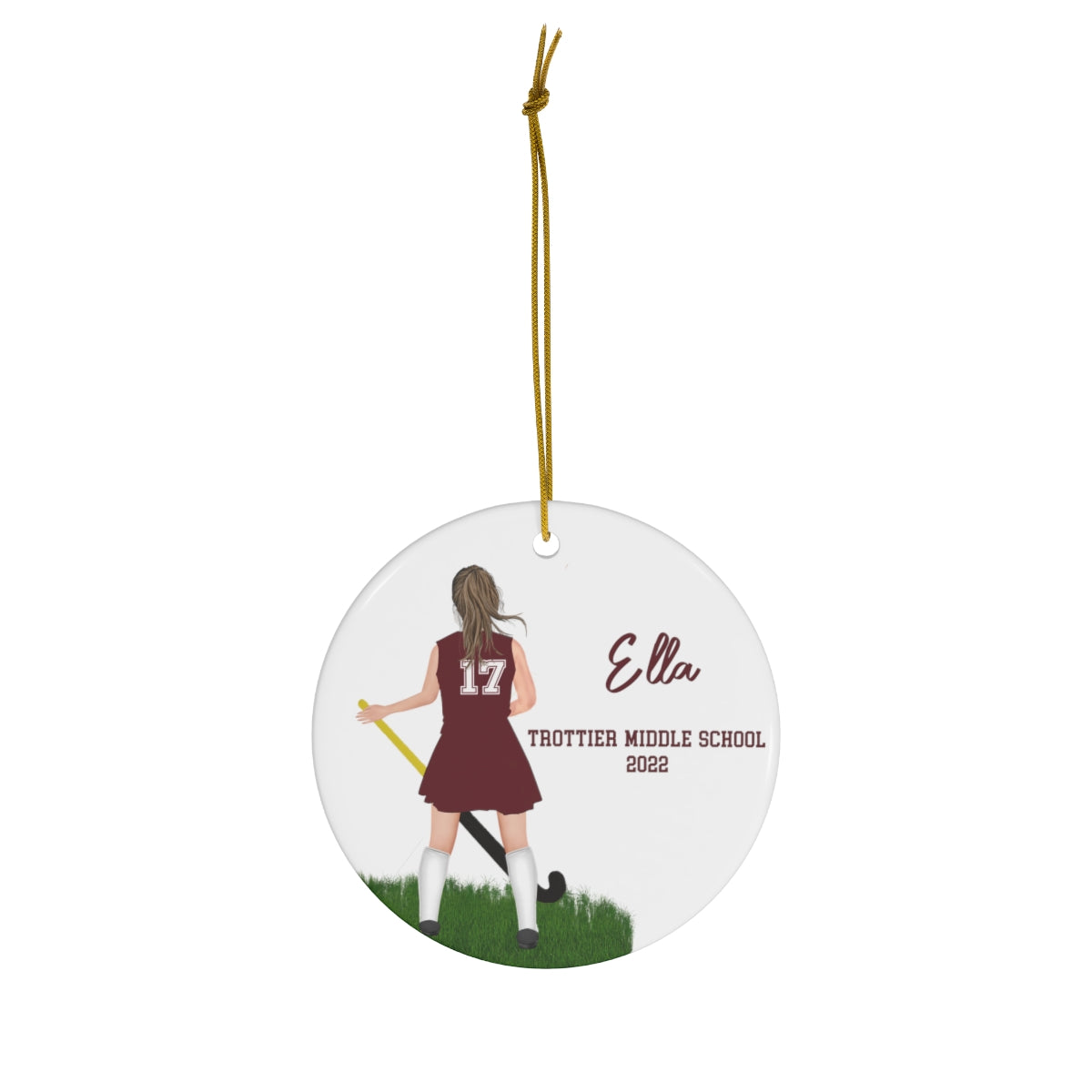 Field Hockey Girl ANY TEAM Christmas Ornament Gift for Christmas! University, college , High School or Middle School! Customized for you!