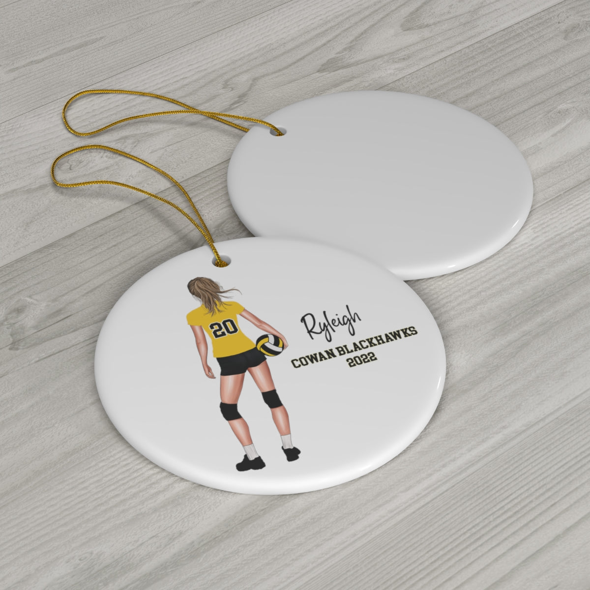 Volleyball Sports Girl 2023 2024 Christmas Ornament !Customized with Your team colors, choose hair and text!