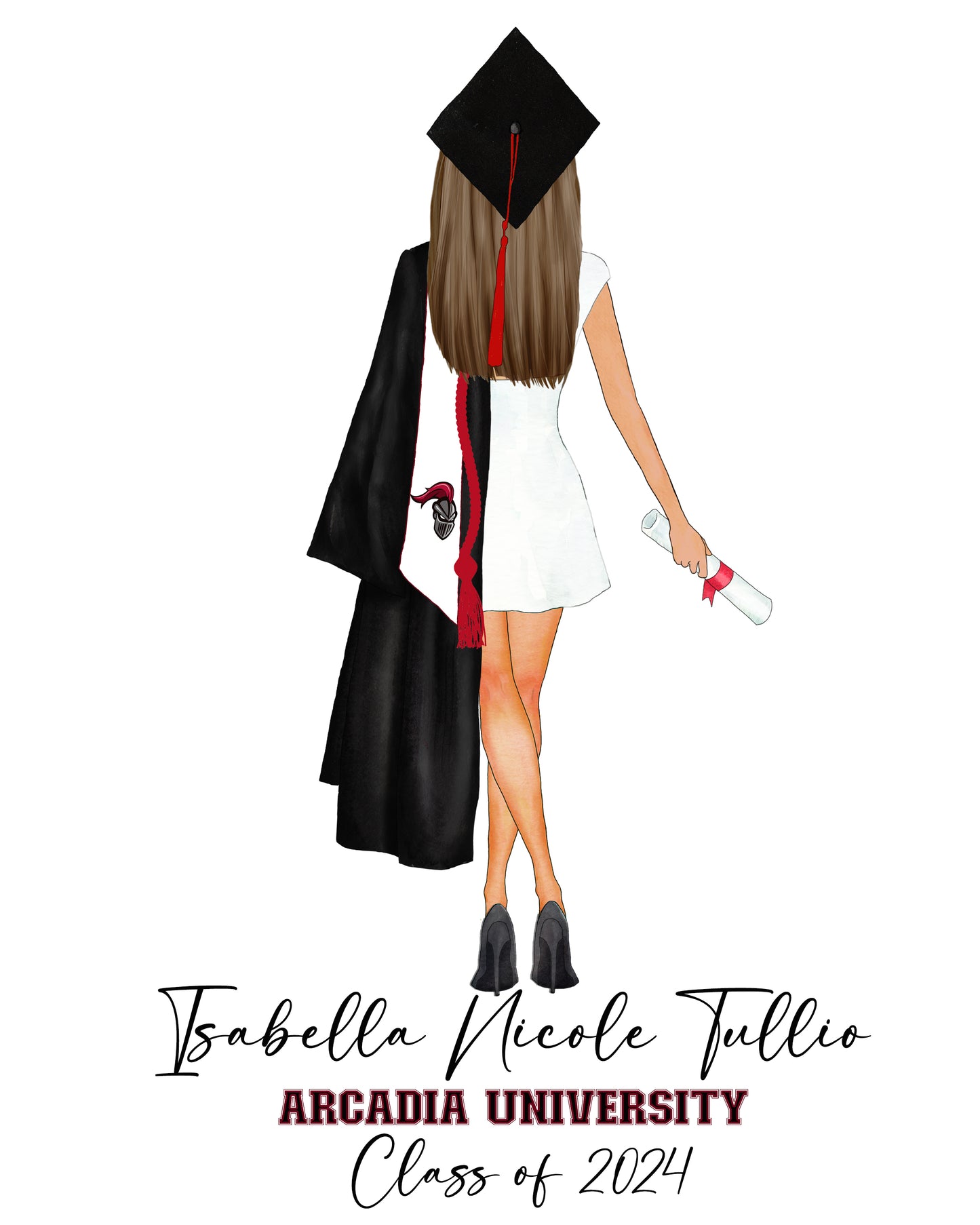 Custom Digital Download Graduate Personalized with Hair, text, Colors Digital PNG JPEG Ready to Print