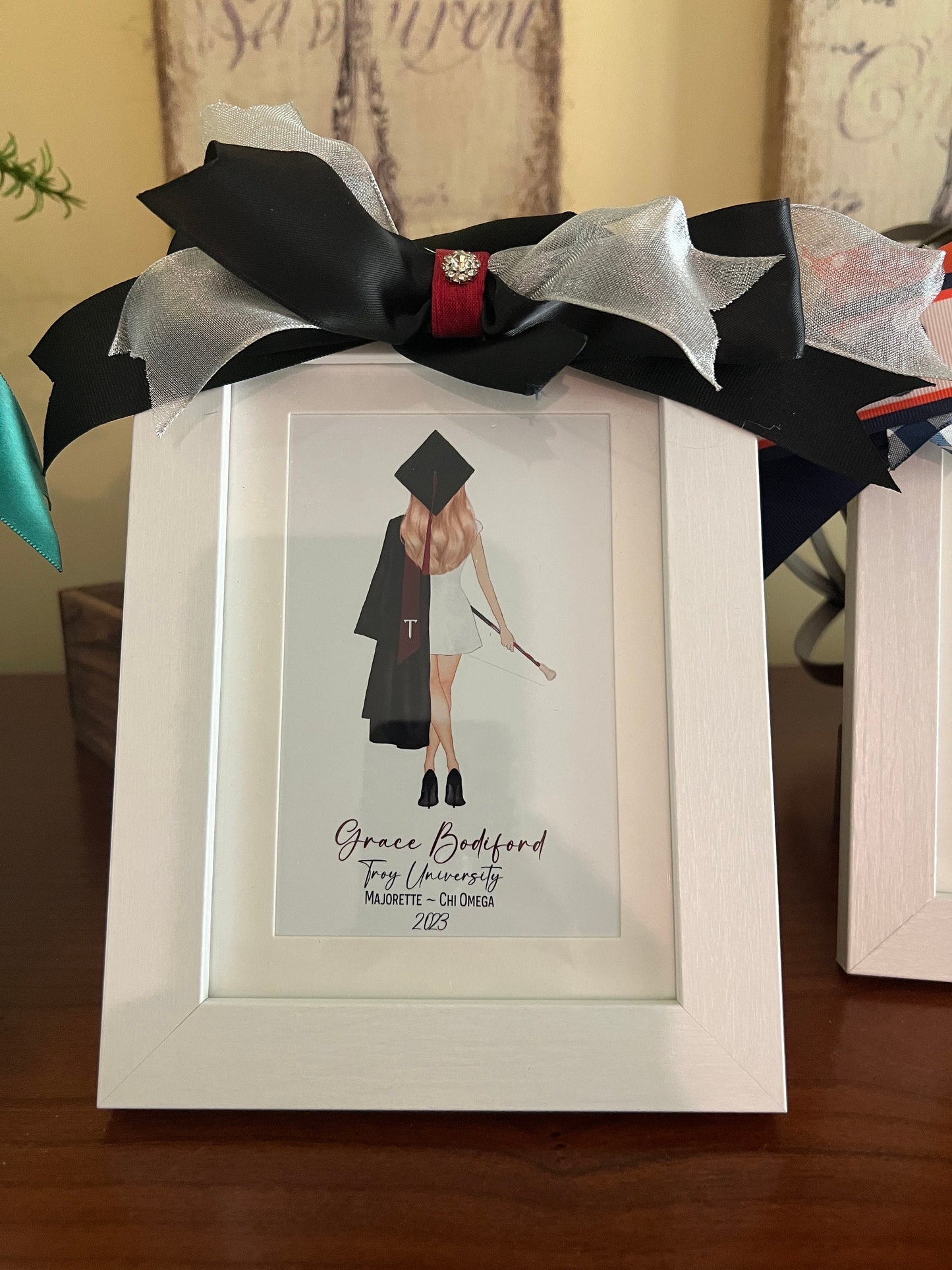 Customized for YOUR School Colors Embellished Picture Photo Frame. Perfect grad gift 2023, sorority, graduate, With or without art, high school or college!