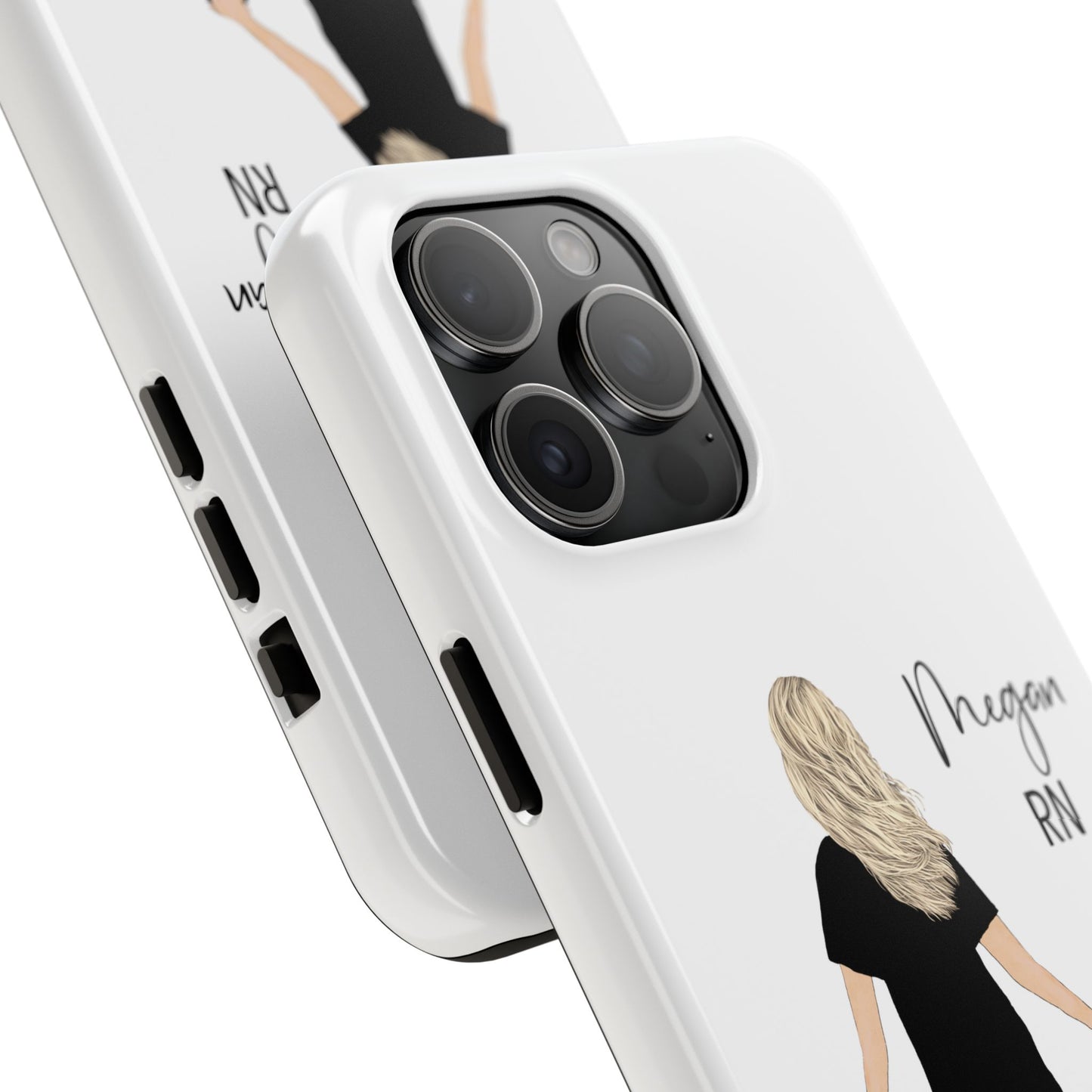 Customized Nurse Protective Phone Case Iphone Samsung Most Models, Customize hair style and Color, Name or Text