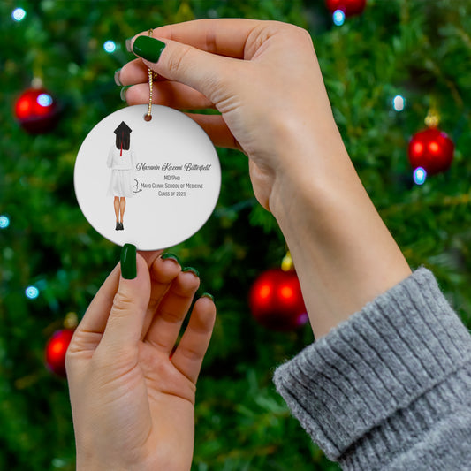 Medical School Graduation Gift Ornament!  Wonderful Customized hair and text, customize for PT, MD, RD, Etc....