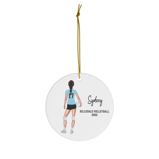 Volleyball Sports Girl 2023 2024 Christmas Ornament !Customized with Your team colors,  choose hair and text!