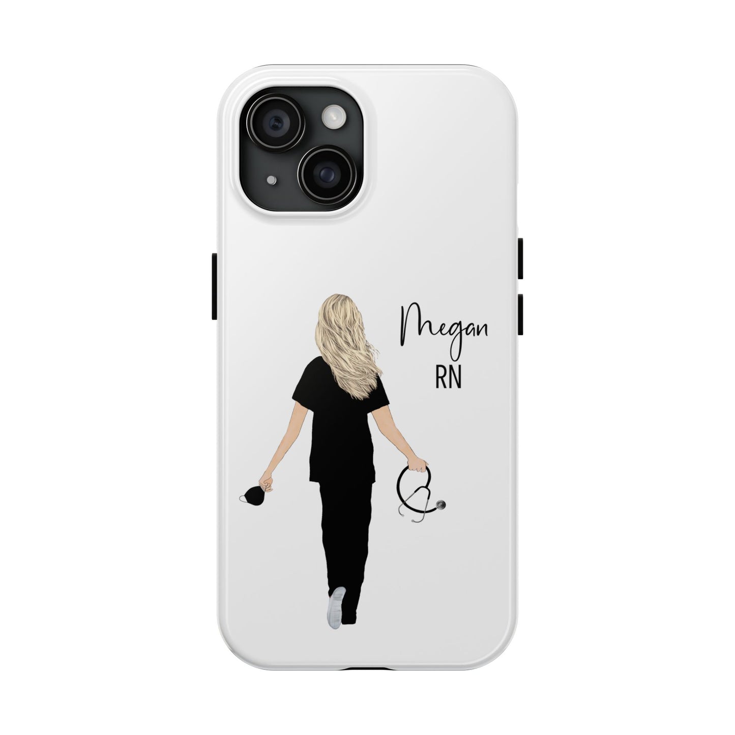 Customized Nurse Protective Phone Case Iphone Samsung Most Models, Customize hair style and Color, Name or Text