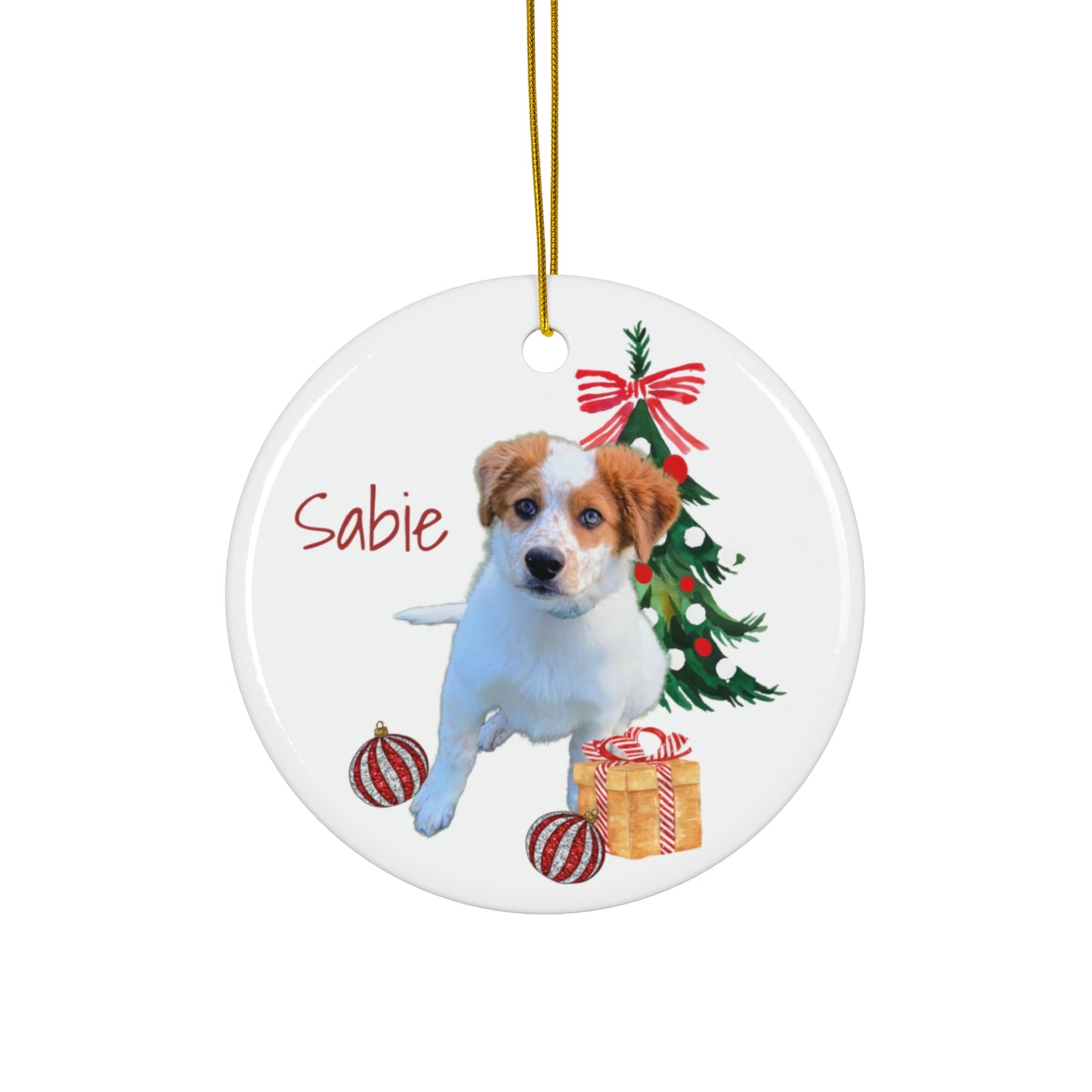 Sabie Dog ornament Merry Christmas from your favorite breed of animal.  Can include name if desired!
