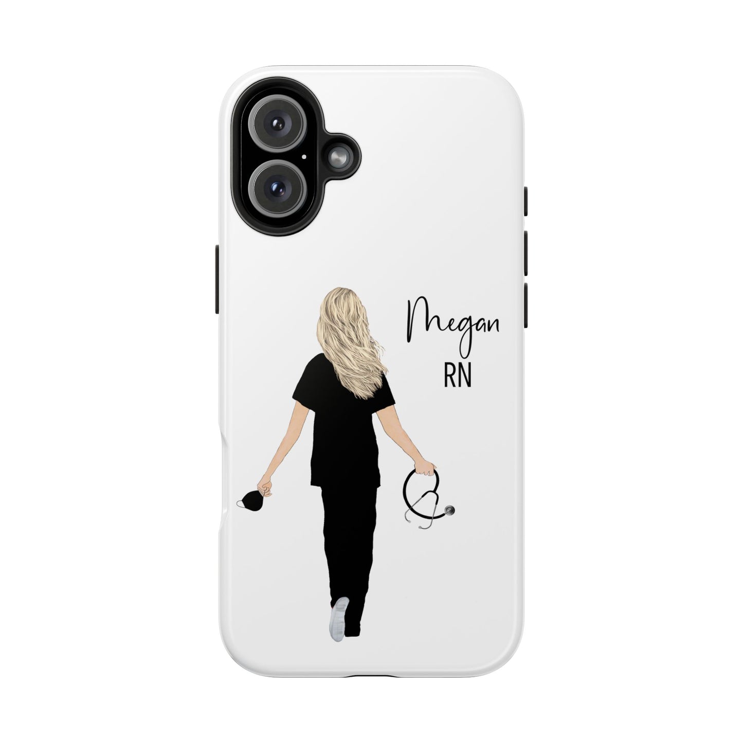 Customized Nurse Protective Phone Case Iphone Samsung Most Models, Customize hair style and Color, Name or Text