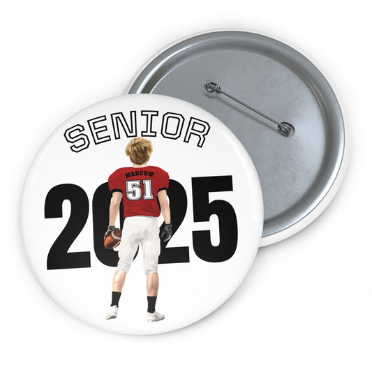 Cute!  Football Mom Pin Button 3 inch Customized for Game Day Wear.  Perfect for Senior Year, can do most sports!