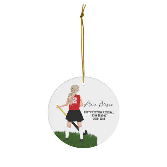 Field Hockey Girl ANY TEAM Christmas Ornament Gift for Christmas!  University, college , High School or Middle School!  Customized for you!