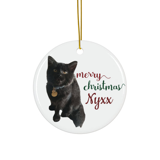 Personalized Cat Ornament!  Merry Christmas using  your favorite photograph of your pet (dogs also).  Name and Date can be included!