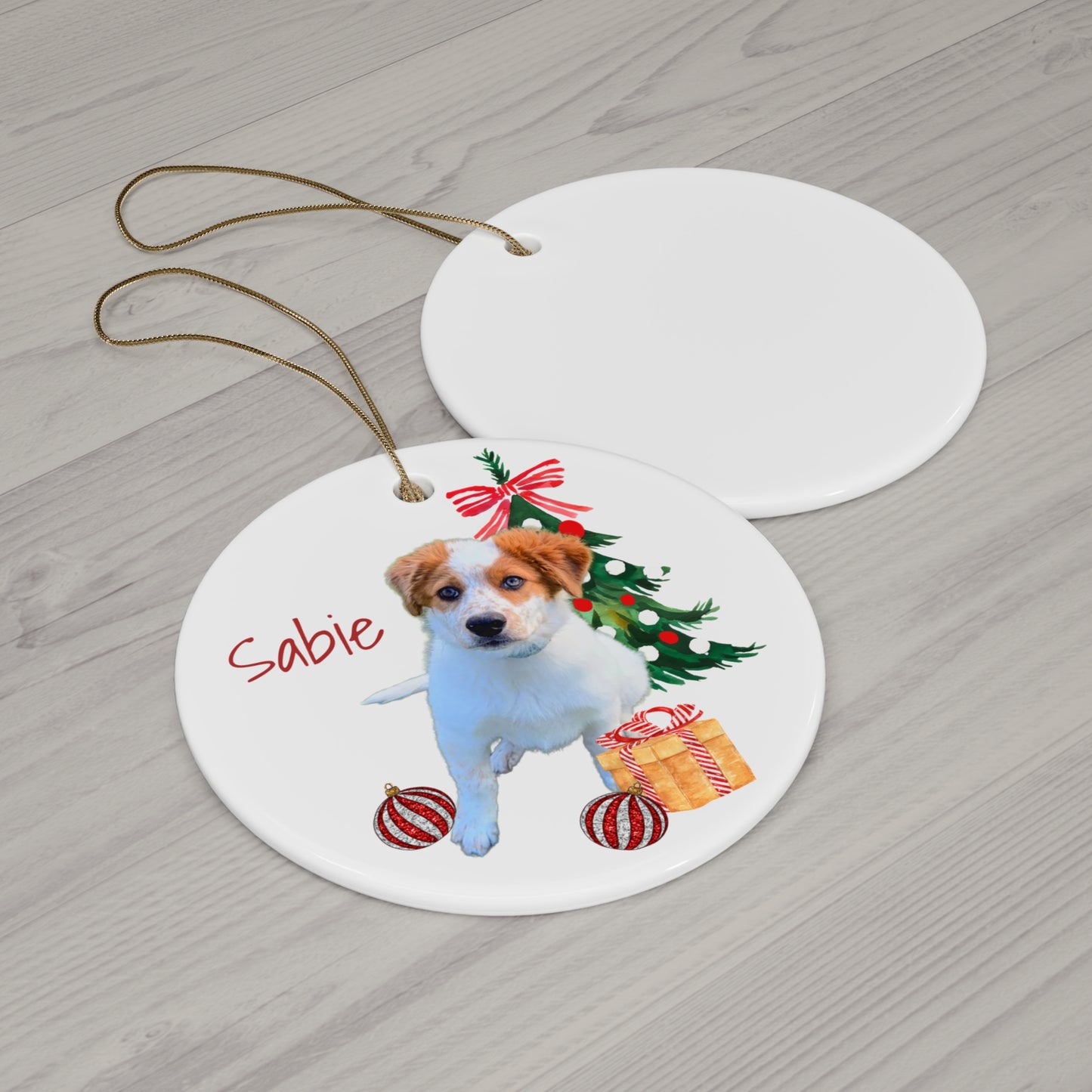 Sabie Dog ornament Merry Christmas from your favorite breed of animal.  Can include name if desired!