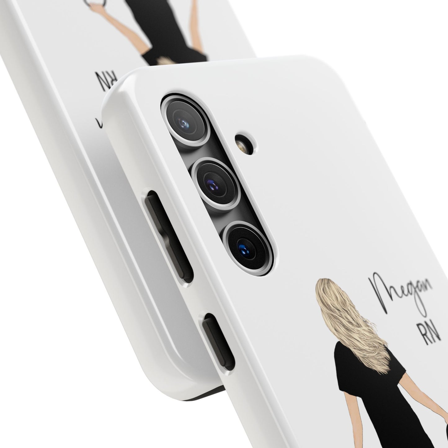 Customized Nurse Protective Phone Case Iphone Samsung Most Models, Customize hair style and Color, Name or Text