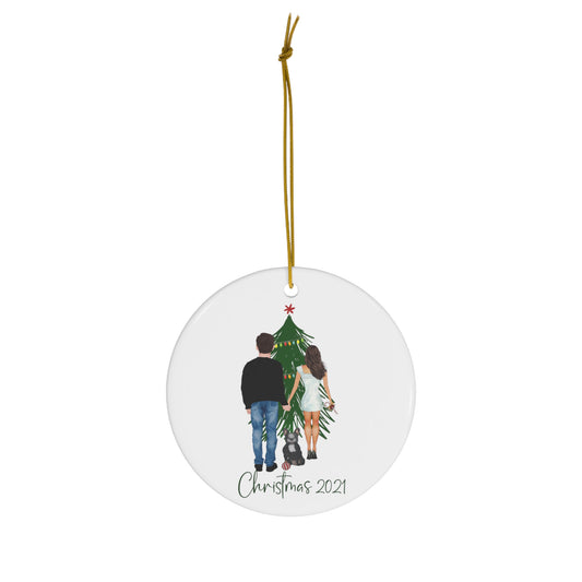 Christmas tree Couple with pet Dog Makes a Perfect Gift!  Personalized couple with pet dog or cat ornament  Christmas 2023 tree
