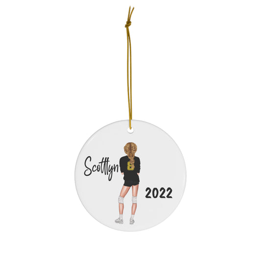 Girls Volleyball Sports Girl 2023 Christmas Ornament !Customized with YOUR colors, YOUR team, can do most colors, team, hair, numbers